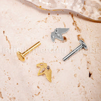 Piercing Labret Titânio Folha Com Zircônia Cravejada