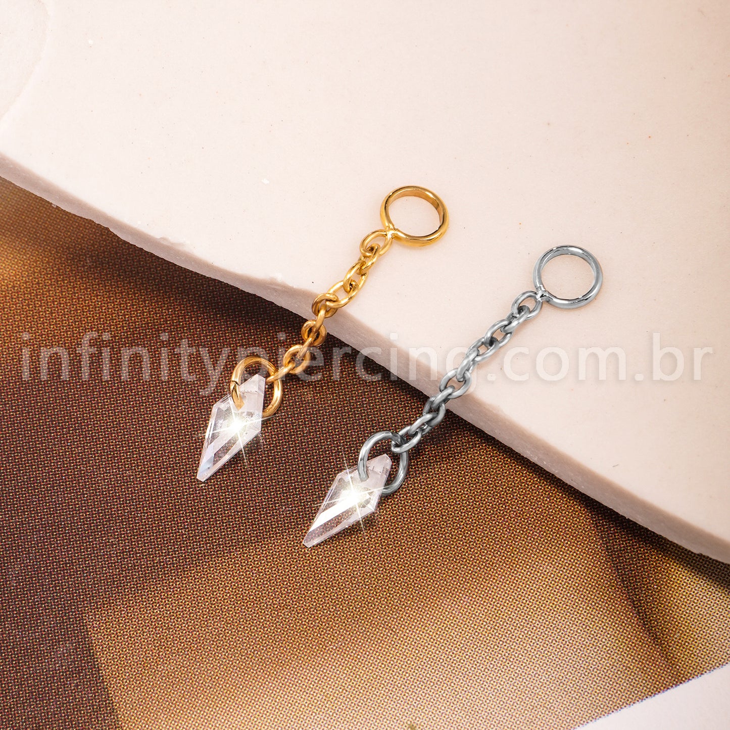 Corrente Titânio Para Piercing Com Pingente