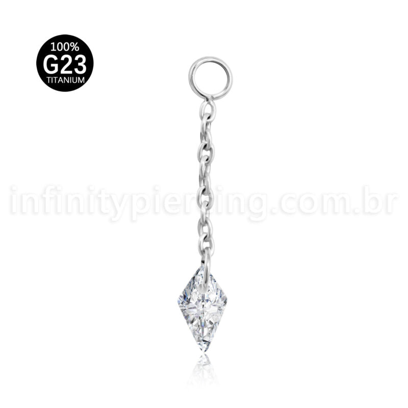 Corrente Titânio Para Piercing Com Pingente