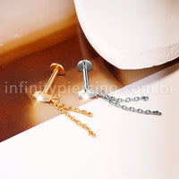 Piercing Labret Titânio Com Pingente Corrente