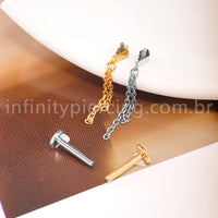 Piercing Labret Titânio Com Pingente Corrente