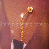 Piercing Labret Titânio Com Pingente Corrente