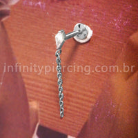 Piercing Labret Titânio Com Pingente Corrente