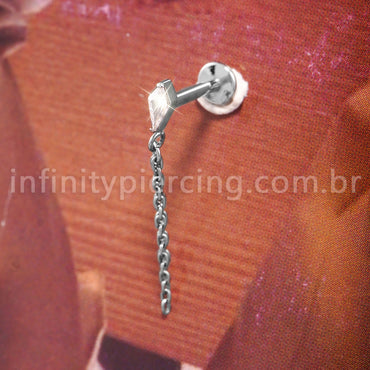 Piercing Labret Titânio Com Pingente Corrente