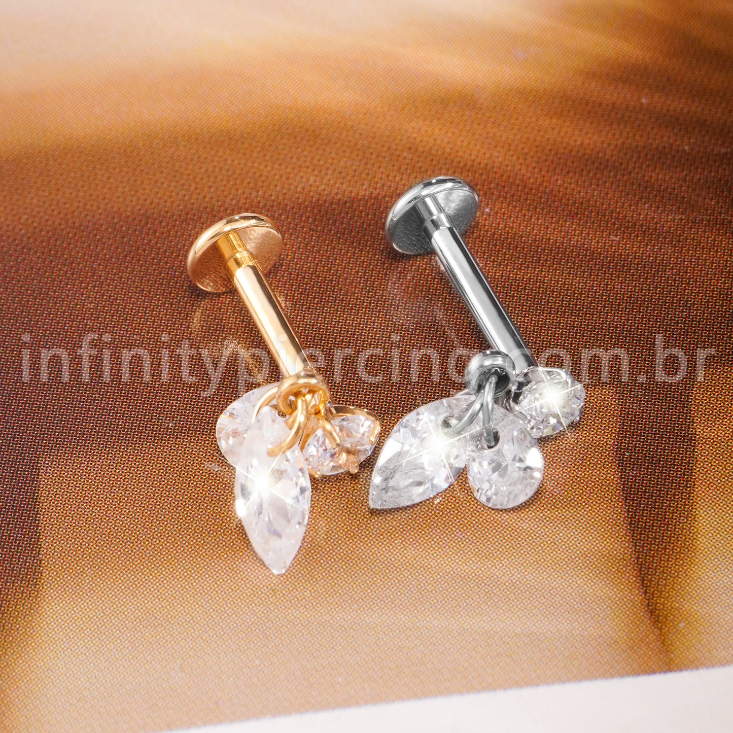 Piercing Labret Titânio Ponto De Luz Com Pingentes