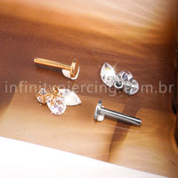 Piercing Labret Titânio Ponto De Luz Com Pingentes