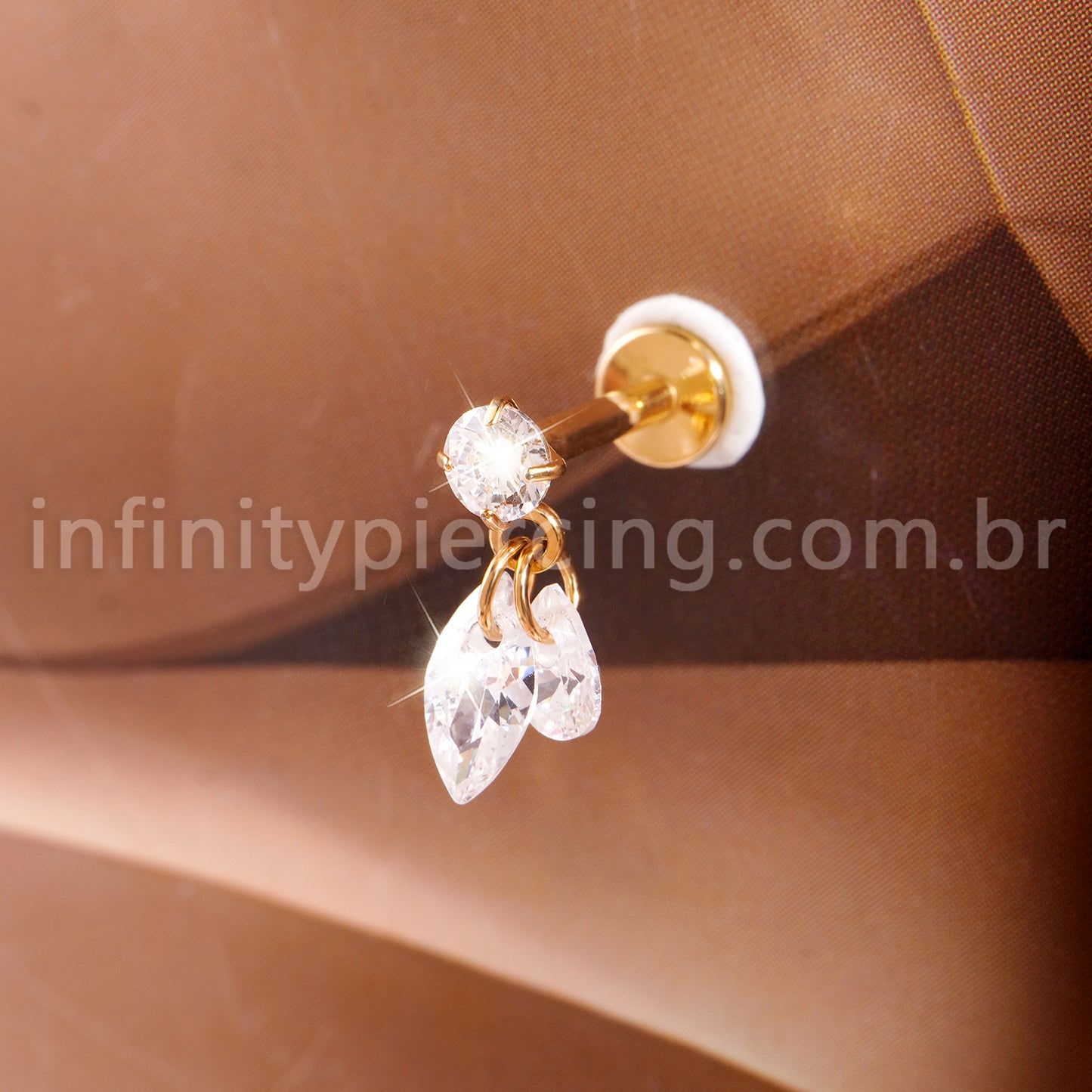 Piercing Labret Titânio Ponto De Luz Com Pingentes