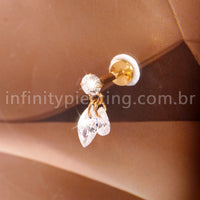 Piercing Labret Titânio Ponto De Luz Com Pingentes