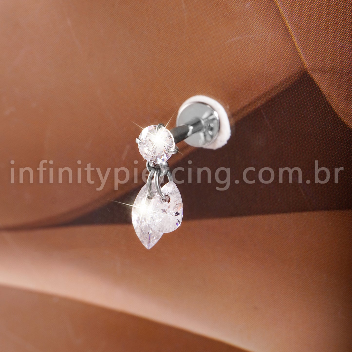 Piercing Labret Titânio Ponto De Luz Com Pingentes