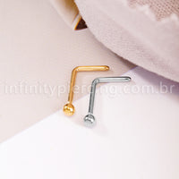 Piercing Nostril Formato L Titânio Bolinha