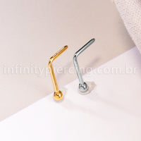 Piercing Nostril Formato L Titânio Bolinha