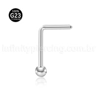 Piercing Nostril Formato L Titânio Bolinha