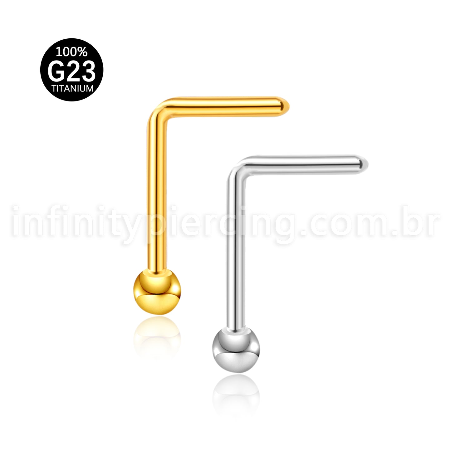 Piercing Nostril Formato L Titânio Bolinha