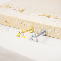 Piercing Labret Titânio Letras Com Zircônia Cravejada