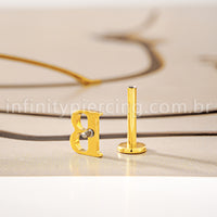 Piercing Labret Titânio Letras Com Zircônia Cravejada