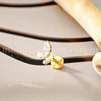Piercing Labret Titânio Zircônia Cravejada