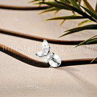 Piercing Labret Titânio Zircônia Cravejada