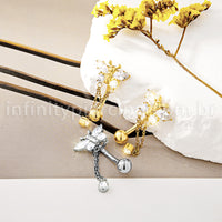 Piercing Banana Titânio Borboleta Zircônia Cravejada