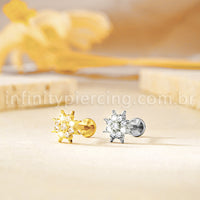 Piercing Labret Titânio Redondo Com Zircônia Cravejada