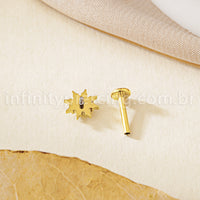 Piercing Labret Titânio Redondo Com Zircônia Cravejada