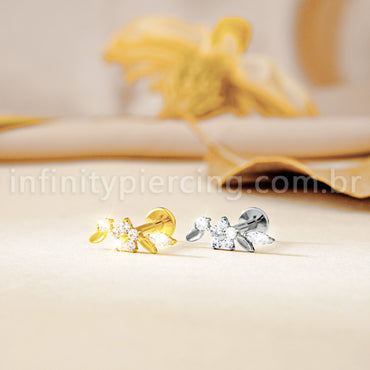 Piercing Labret Titânio Cluster Com Zircônia Cravejada