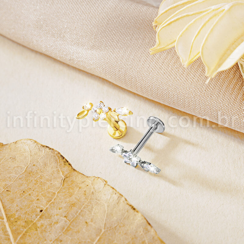 Piercing Labret Titânio Cluster Com Zircônia Cravejada