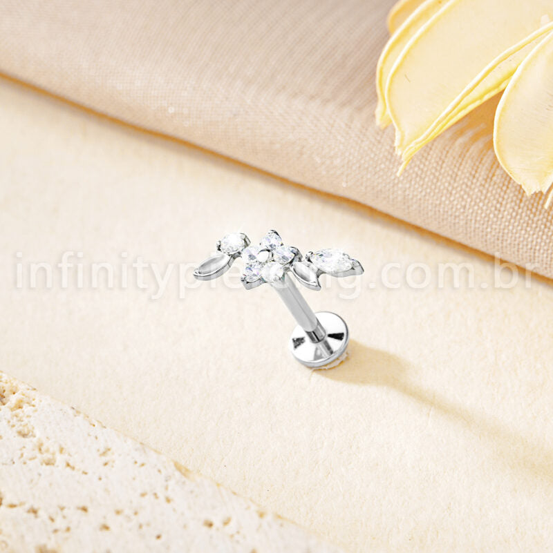 Piercing Labret Titânio Cluster Com Zircônia Cravejada