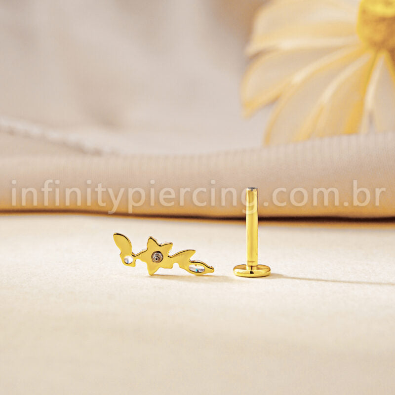 Piercing Labret Titânio Cluster Com Zircônia Cravejada