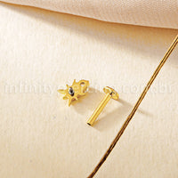 Piercing Labret Titânio Estrela Detalhe Zircônia Cravejada