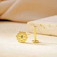Piercing Labret Titânio Flor Zircônia Cravejada
