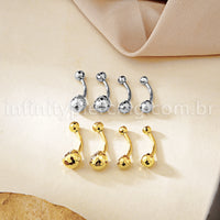 Piercing Banana Titânio Lapidado 2 Pedras Zircônia Com Rosca Interna