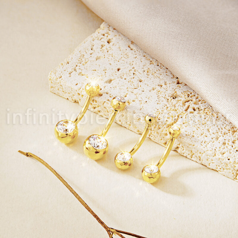 Piercing Banana Titânio Lapidado 2 Pedras Zircônia Com Rosca Interna