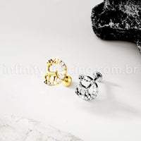 Piercing Labret Titânio Alce Com Zircônia Cravejada