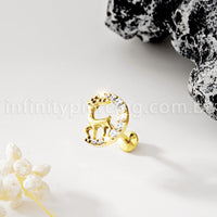 Piercing Labret Titânio Alce Com Zircônia Cravejada