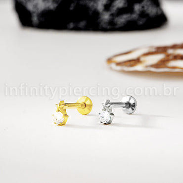 Piercing Labret Titânio Ponto De Luz Com Estrela