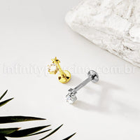 Piercing Labret Titânio Ponto De Luz Com Estrela