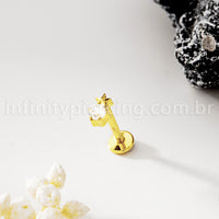 Piercing Labret Titânio Ponto De Luz Com Estrela