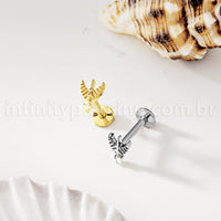 Piercing Labret Titânio Arco e Flecha Zircônia Cravejada