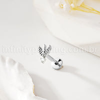 Piercing Labret Titânio Arco e Flecha Zircônia Cravejada
