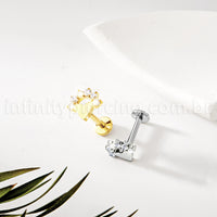 Piercing Labret Titânio Coração Com Zircônia Cravejada
