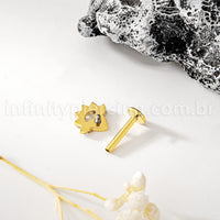 Piercing Labret Titânio Coração Com Zircônia Cravejada