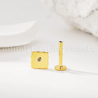 Piercing Labret Titânio Detalhe Zircônia Cravejada