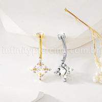 Piercing Banana Titânio Zircônia Cravejada