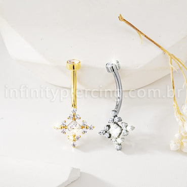 Piercing Banana Titânio Zircônia Cravejada