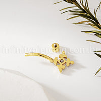 Piercing Banana Titânio Zircônia Cravejada