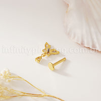 Piercing Labret Titânio Borboleta Zircônia Cravejada