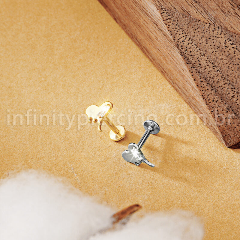 Piercing Labret Titânio Coração Detalhe Zircônia Cravejada