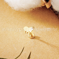 Piercing Labret Titânio Coração Detalhe Zircônia Cravejada
