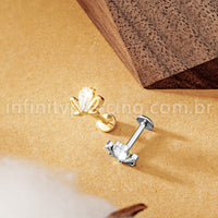 Piercing Labret Titânio Sapo Com Zircônia Cravejada