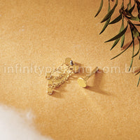 Piercing Labret Titânio Zircônia Cravejada Com Corrente